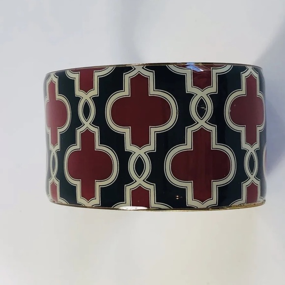 Mud Pie Black And Blood Red Geometric Design Cuff Bracelet - Picture 5 of 5